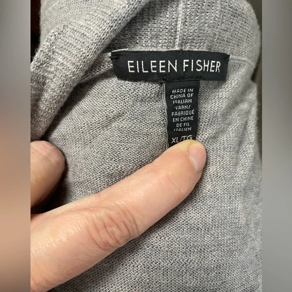 Eileen Fisher Light Gray Open Cardigan with Pockets - Picture 2 of 5
